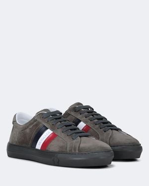 Moncler New Monaco Suede And Leather Sneakers - Brown
