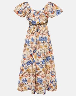 Ulla Johnson Francesca Floral Cotton Poplin Midi Dress - White