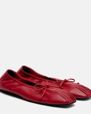 Magda Butrym Bow-Detail Leather Ballet Flats - Red