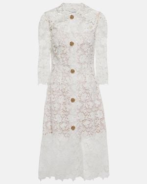 Oscar de la Renta Embellished Lace Midi Dress - White