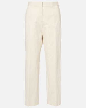 Jil Sander Cropped Cotton Straight Pants - Natural