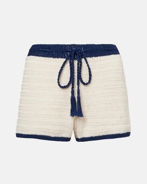 Anna Kosturova Seaside Crochet Cotton Shorts - Blue