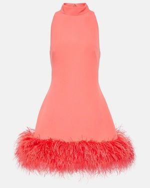 Safiyaa Ratana Feather-Trimmed Crepe Minidress - Red