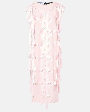 Prada Embellished Ribbon Midi Dress - Pink