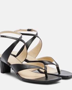 Lemaire Leather Slingback Thong Sandals - Metallic