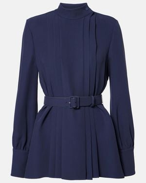 Valentino Cady Couture Pleated Belted Blouse - Blue