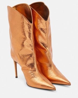 Alexandre Vauthier Leather Ankle Boots - Orange