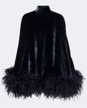 Taller Marmo Minikleid Vegas Aus Samt Mit Federn - Blau