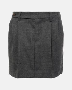 Brunello Cucinelli Pleated Virgin Wool Miniskirt - Black