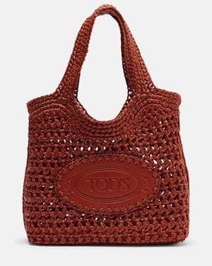Tod's Ebl Small Woven Tote Bag - Red