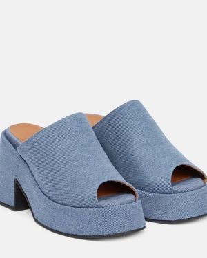 Ganni Platform Denim Mules - Blue