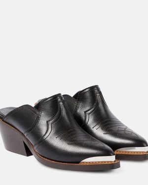 Dorothee Schumacher Western Shine Leather Mules - Black