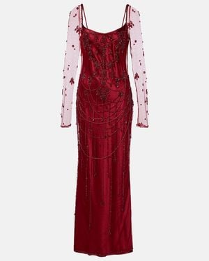 Clio Peppiatt Verzierte Robe Chandelier Aus Tuell - Rot