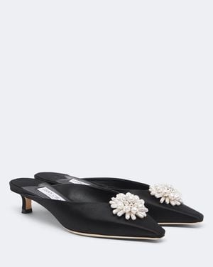 Jimmy Choo Verzierte Mules Ines Aus Satin - Schwarz