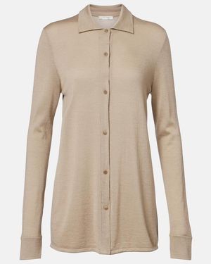 The Row Ocari Knitted Cashmere And Silk Shirt - Natural