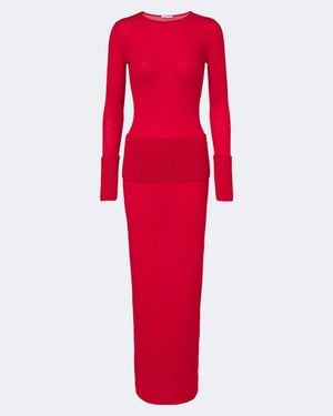 Alaïa Wool Maxi Dress - Red