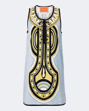 La DoubleJ Minikleid Totem Aus Baumwolle - Grün