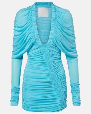 Christopher Esber Orion Ruched Sheer Minidress - Blue