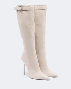 Paris Texas Botas Altas Lidia Buckle De Ante - Blanco