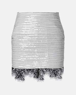 JACQUES WEI Lace-Trimmed Sequined Cotton Miniskirt - White