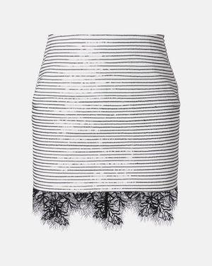 JACQUES WEI Minifalda De Algodon Con Encaje Y Lentejuelas - Blanco