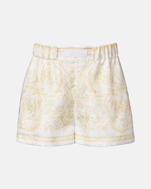 Versace Underwater Barocco Silk Twill Shorts - Natural