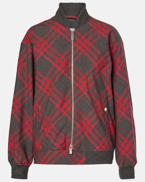 Burberry Check Bomber Jacket - Red
