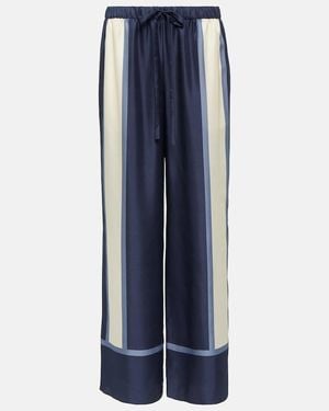 SIR. Dazed Printed Silk Palazzo Trousers - Blue