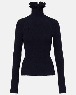 Alaïa Top En Laine Et Soie Melangee - Bleu