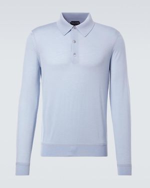 Tom Ford Cashmere And Silk Polo Jumper - Blue