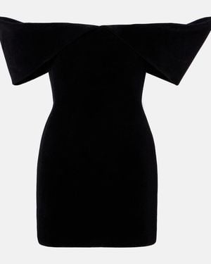 David Koma Off-Shoulder Velvet Minidress - Black