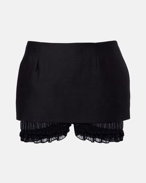 Magda Butrym Ruffled Wool And Silk Skort - Blue