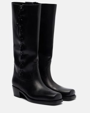 Paris Texas Roxanne 45 Leather Knee-High Boots - Black