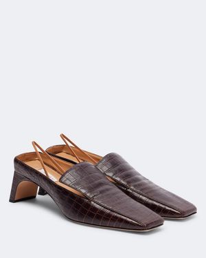 Calvin Klein Tilda Croc-Effect Leather Slingback Court Shoes - Brown