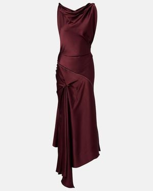 Victoria Beckham Asymmetric Draped Satin Midi Dress - Purple