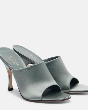Gucci 95 Satin Mules - Gray