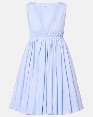 Alaïa Minikleid Aus Baumwollpopeline - Blau