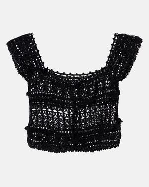 Anna Kosturova Crop Top De Croche De Algodon - Negro