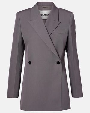 Jil Sander Double-Breasted Wool Gabardine Blazer - Blue