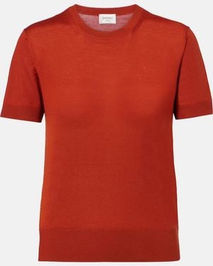 Saint Laurent Knitted Wool T-Shirt - Red