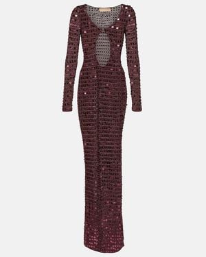 AYA MUSE Chyha Embellished Cutout Maxi Dress - Purple
