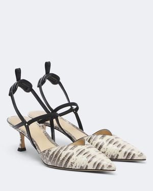 Fendi Colibri Snake-Effect Leather Slingback Pumps - Metallic