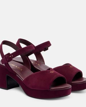 Prada Suede Platform Sandals - Purple