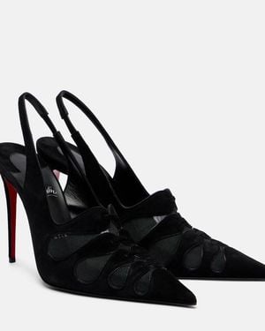 Christian Louboutin Circus Max Suede And Mesh Slingback Court Shoes - Black