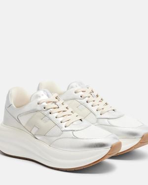 Hogan Maxi I Active Leather-Trimmed Sneakers - White