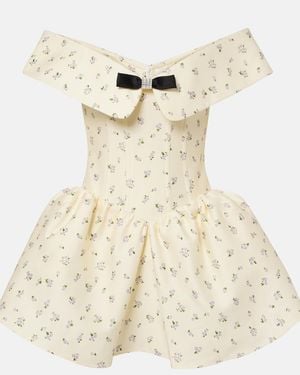 ShuShu/Tong Floral Off-Shoulder Cotton And Silk Corset Dress - Natural
