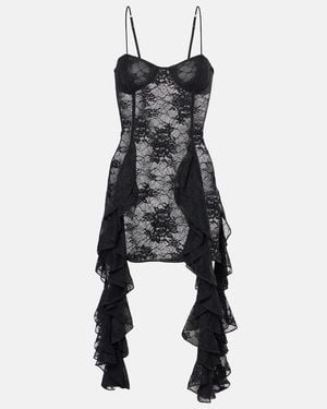 Oséree Ruffled Lace Minidress - Black