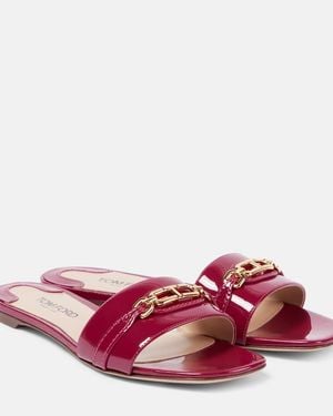 Tom Ford Whitney Stadium T Patent Leather Slides - Pink