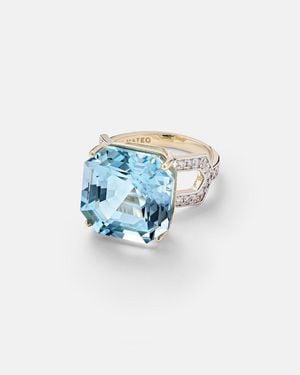 Mateo 14Kt Ring With Topaz And Diamonds - Blue