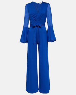Diane von Furstenberg Shing Jersey Wide-Leg Jumpsuit - Blue
